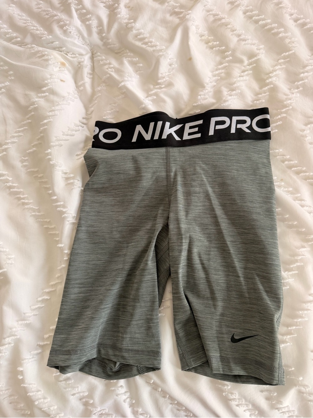 Nike Green-Gray Pro Compression Shorts with Black Waistband